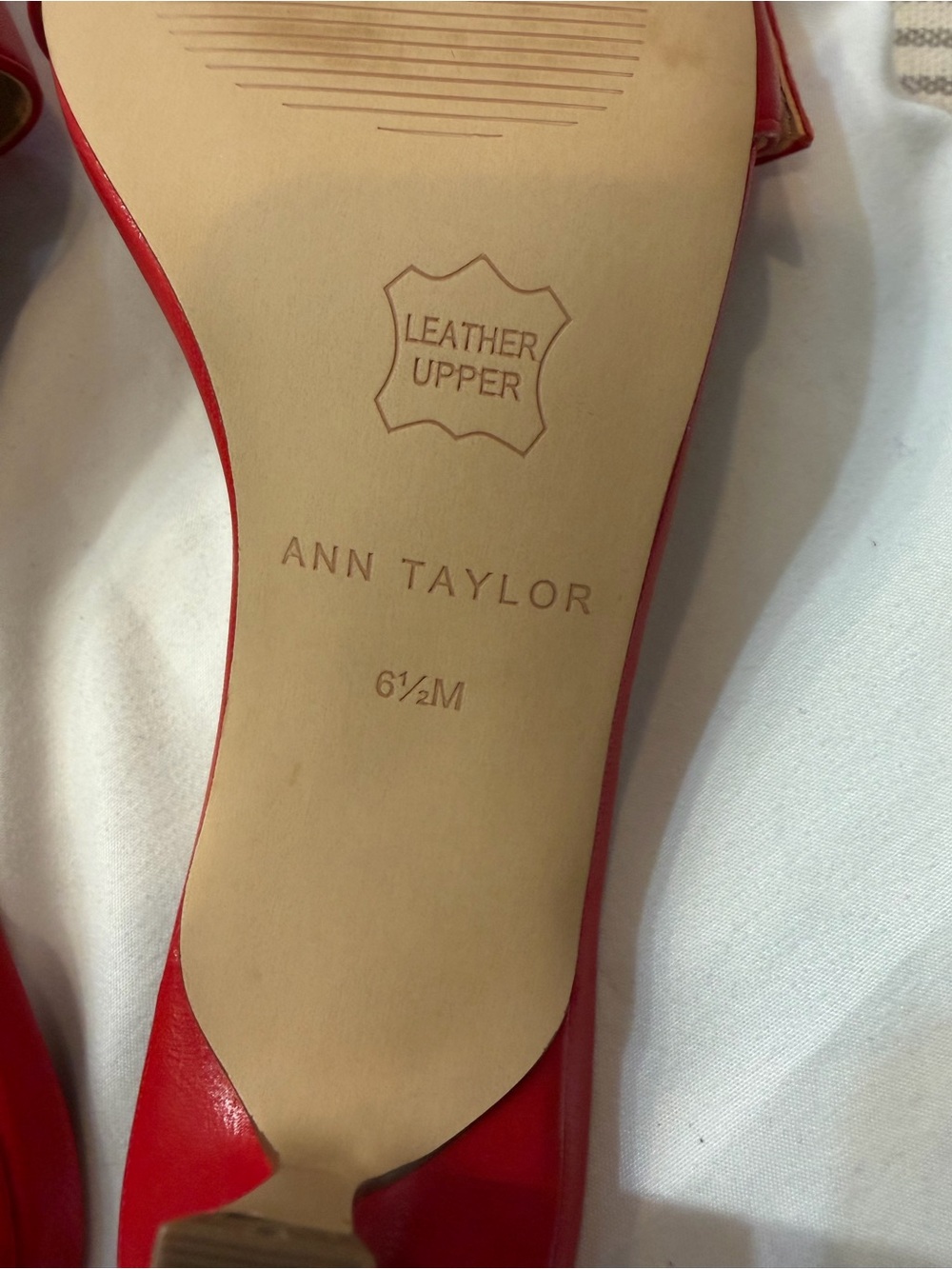 Ann Taylor Red Leather Buckle Slide Mules - Picture 5 of 5